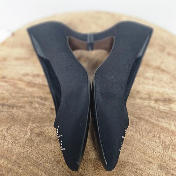 Vintage Selby Black Pumps Rhinestones Dress Kitten Heels 90s Comfort Flex Size 8 - Picture 5 of 8